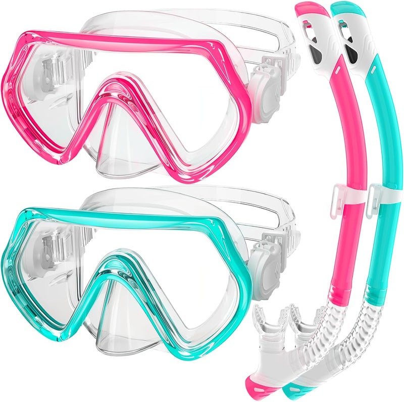 ZipAura Snorkeling Gear for Kids, Kids Snorkel Set for Ages 3-14, Anti-Fog Diving Mask and Dry Top Snorkel Combo Set, Unisex Swimming Goggles - Image 1